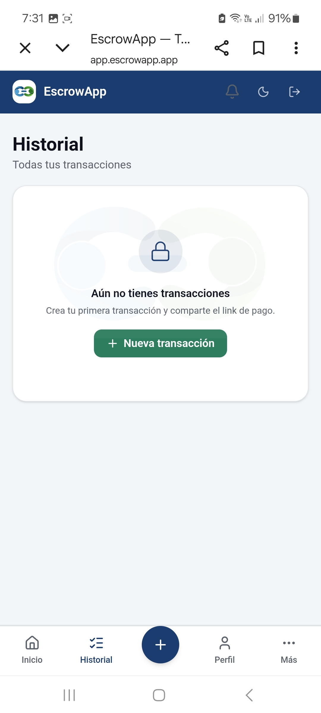 EscrowApp — Transaction history